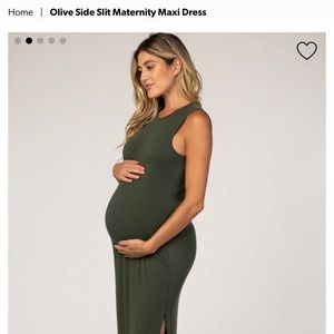 Olive, Side-slit Maxi Dress - Maternity, size Medium